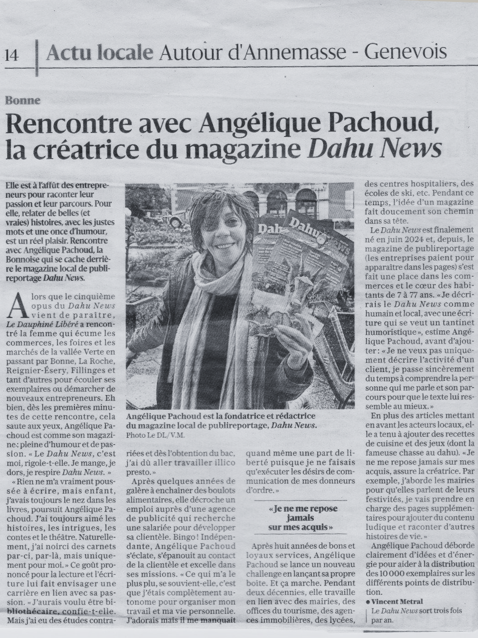 Angélique Pachoud et le DahuNews dans Le Dauphine