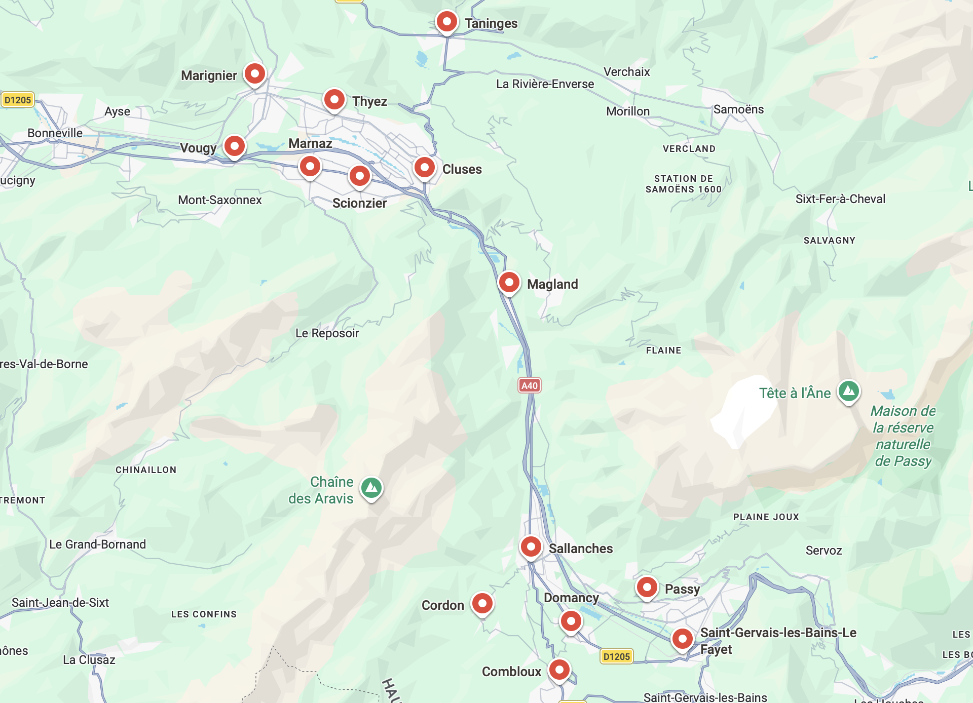 Carte de la Vallée de l'Arve